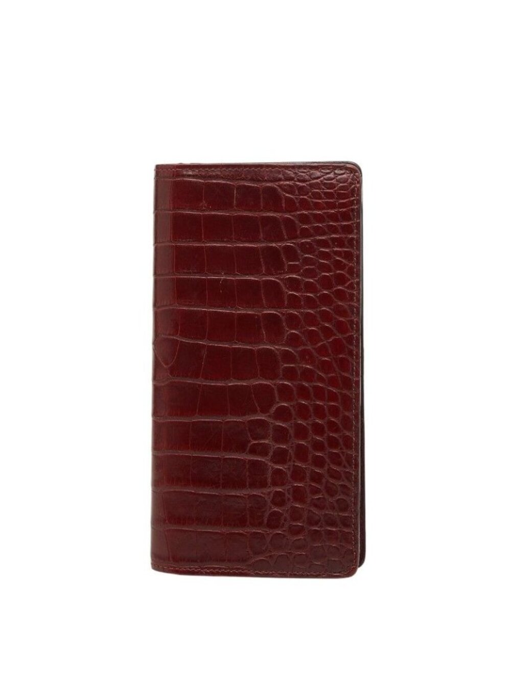 Louis Vuitton Portefeuille Brazza Croc Embossed Bifold Wallet Billfold Wine Red